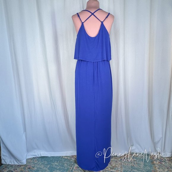 NWT Blu Ivy Kelly Strappy Back Jersey Maxi Dress Blue - Picture 12 of 14